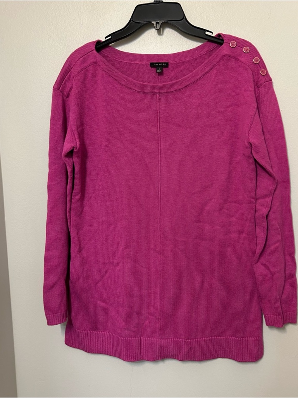 TALBOTS Button Shoulder Sweater Bateau Neck Purple Size Small Preppy
Women’s